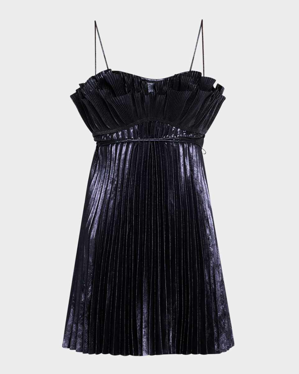 Pithill Pleated Metallic Mini Dress
